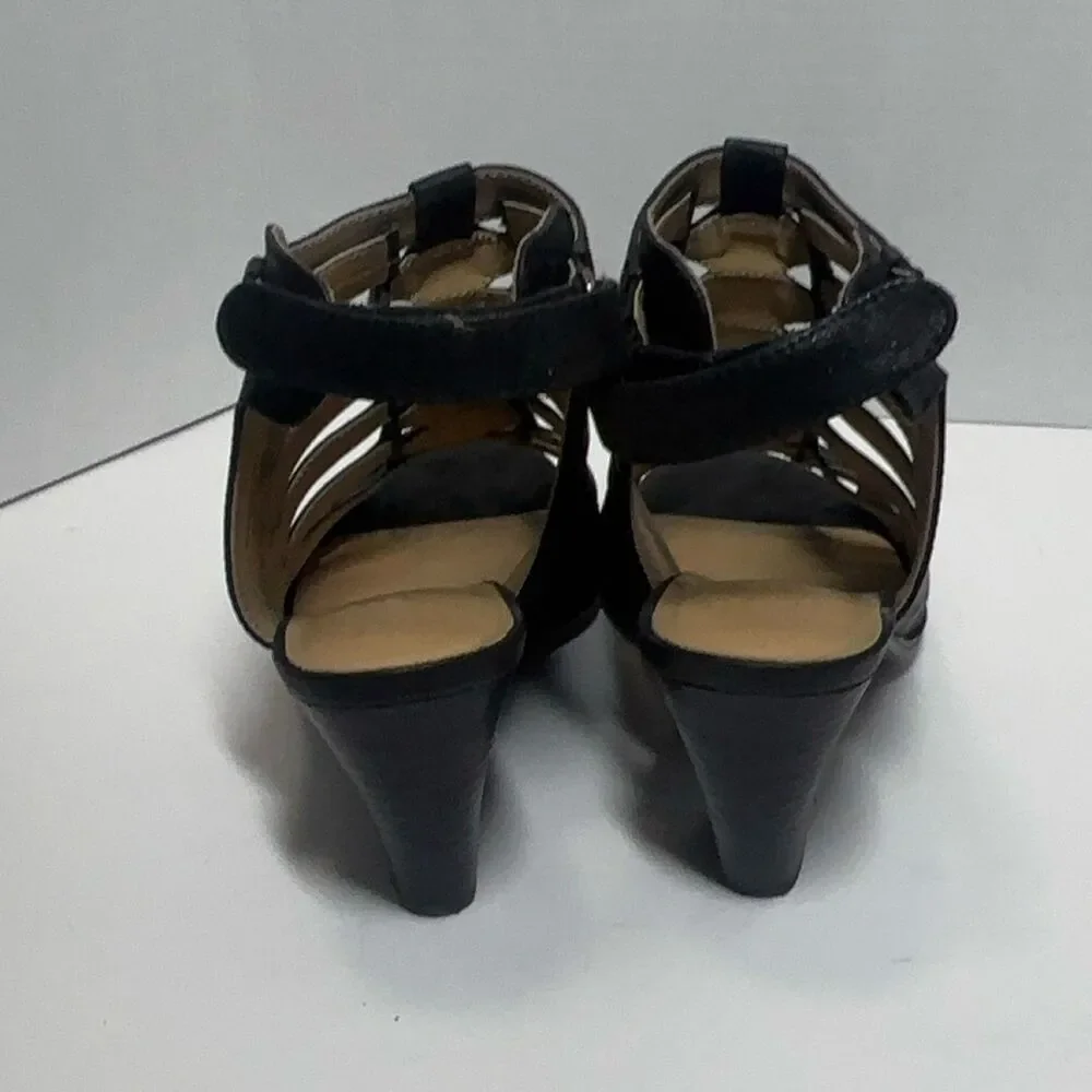 Naturalizer Talan Sandals Black Fabric Open Toe Caged Design 10M